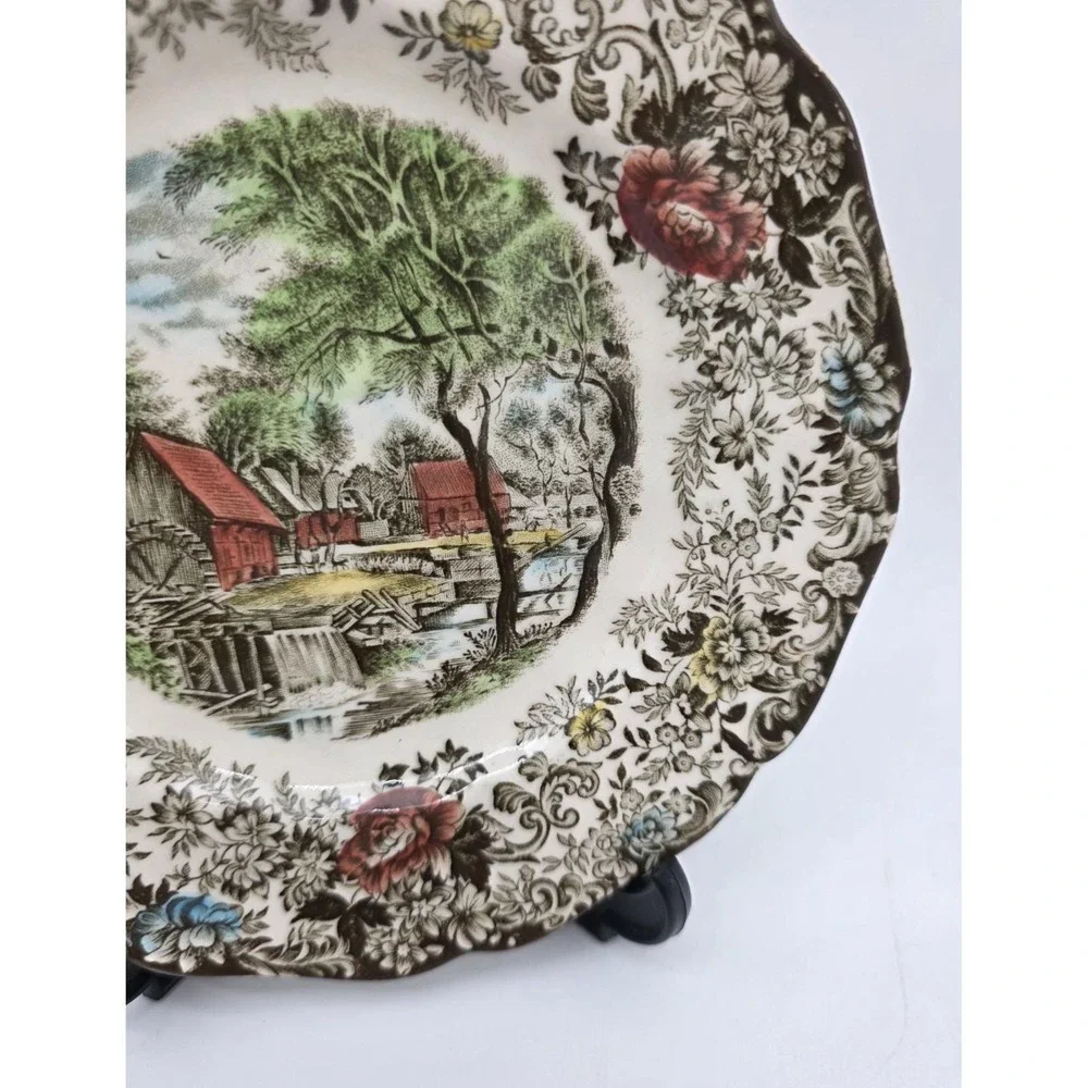 Vintage Johnson Brothers Mill Stream 3 Piece Brown Transferware Ironstone Set